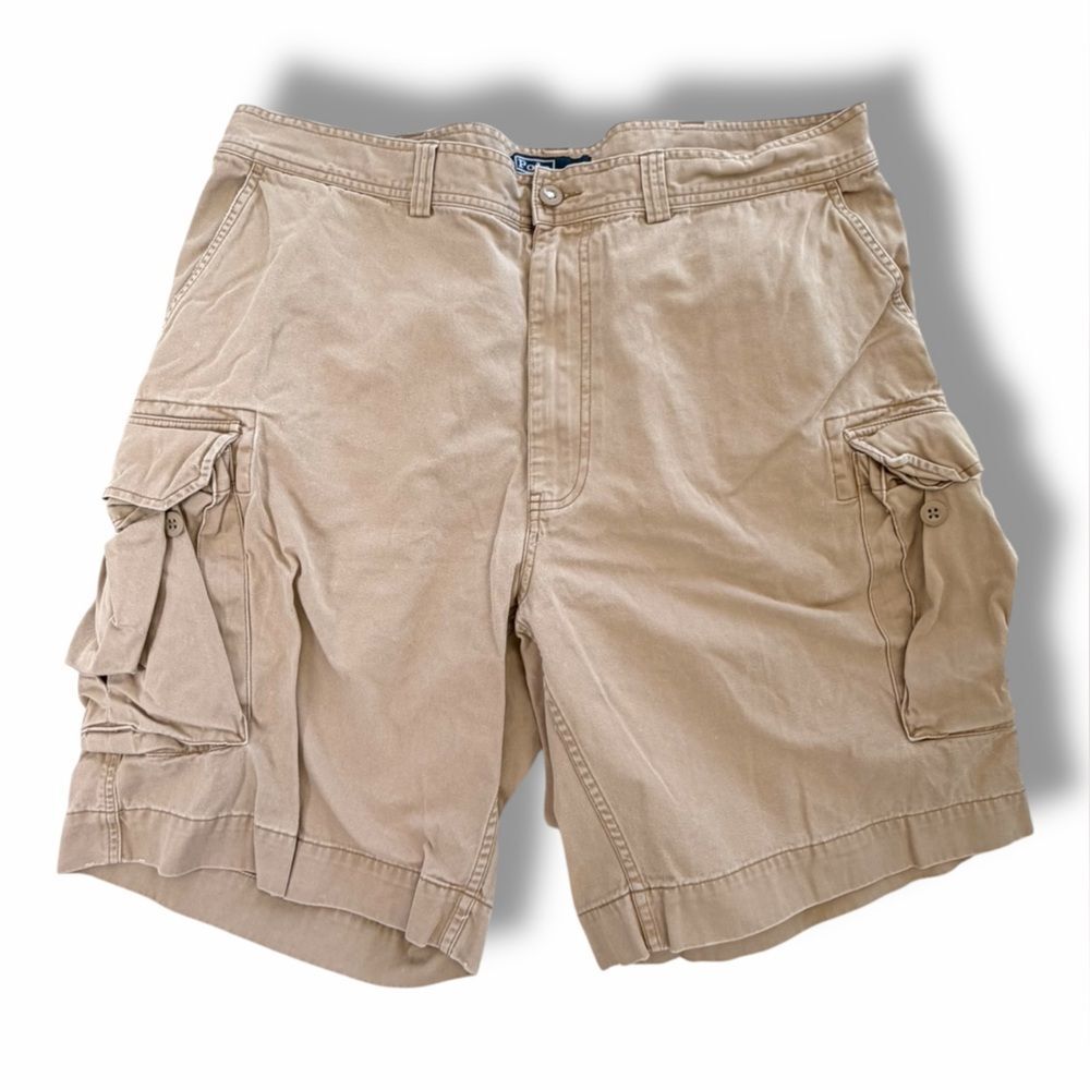 POLO By Ralph Lauren Tan Cotton Cargo Shorts Cotton Casual Flat Front Mens Sz 40